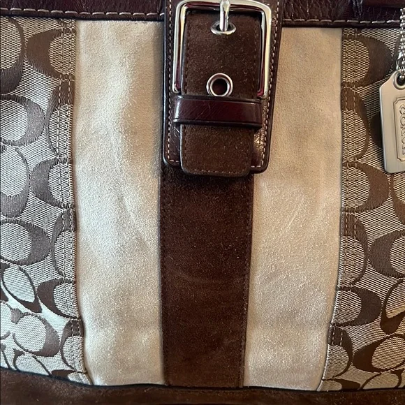 Coach Brown and Cream Signature Tote